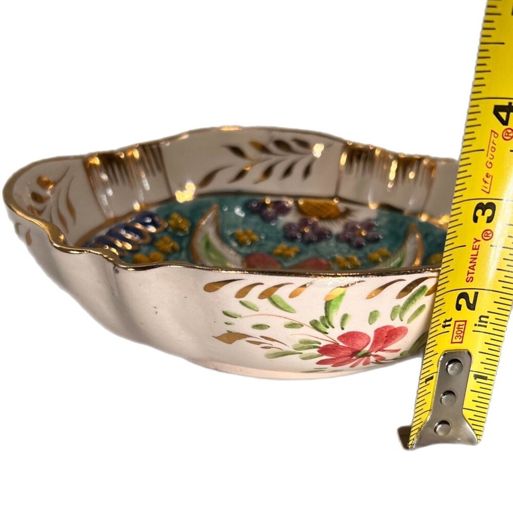 Vtg HAND PAINTED H BEQUET Quaregnon BELGIUM MAJOLICA BOWL Wall Hanging 8" READ - Picture 4 of 14